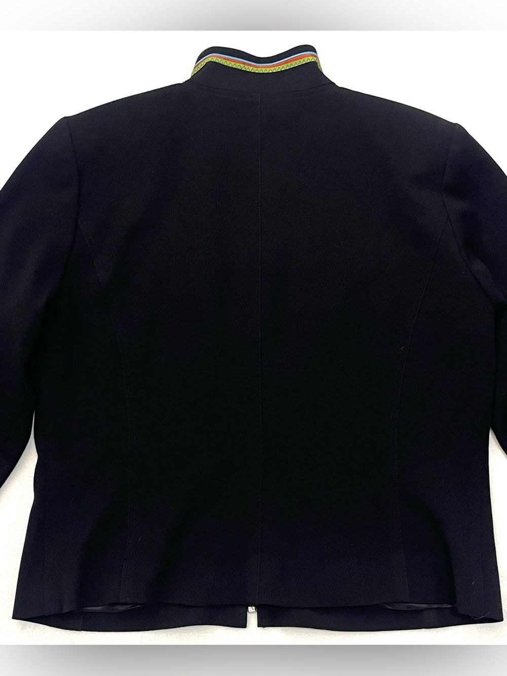 Nancy Bolen Embroidered Sequin Black Pink Floral Zip Blazer Jacket Women’s Top - Picture 15 of 16